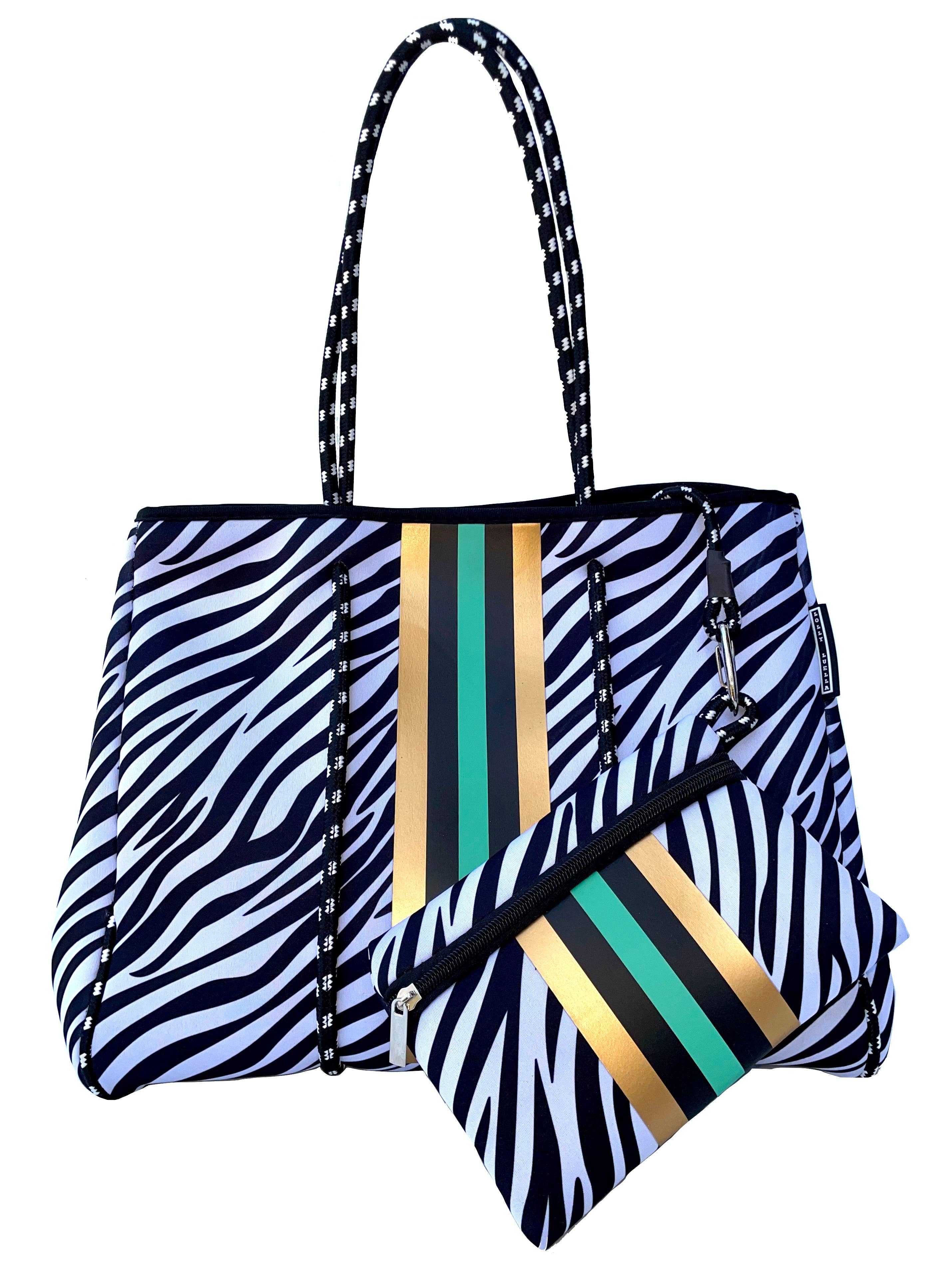 Lolly Luella - Wholesale Tote Bag - Women's - On the Go - Black/White Snake Neoprene Tote Bag0
