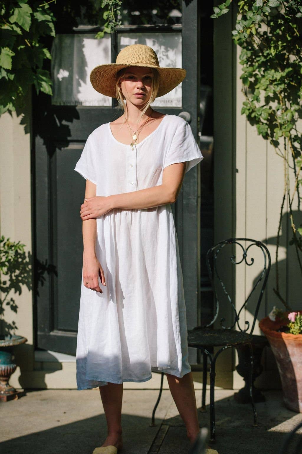 merritt charles - Wholesale Dress - Women's - Charlotte Linen Dress - White Linen Dress4