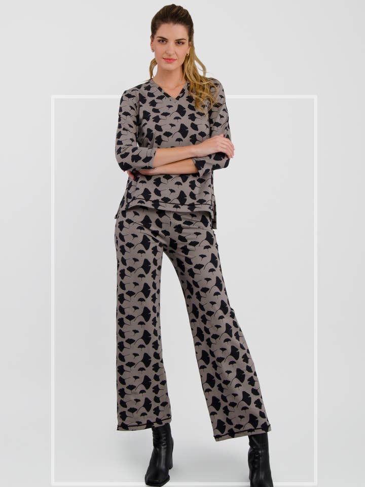 ROSETTE KARE TIZNIT BYXOR Ginkgo print taupe/svart för wholesale av Roseta Kusi