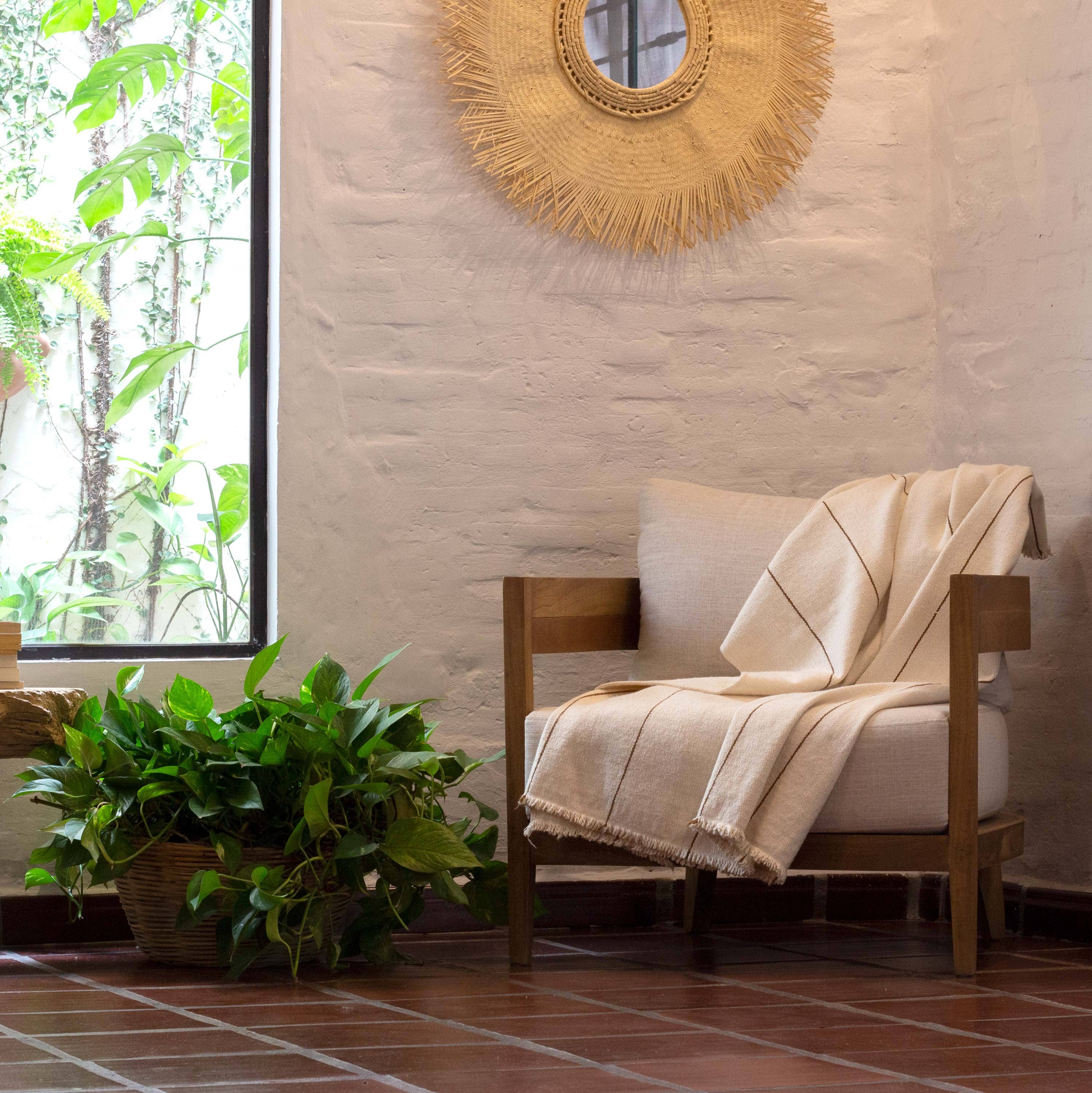 Under The Bough - Wholesale Throw Blanket - Línea Handloomed Cotton Blanket — Sepia2