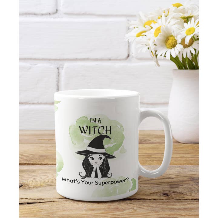 Witch SuperPower | 11 oz Ceramic Mug | Unique Witch Gift for wholesale by Eye of Toad, LLC