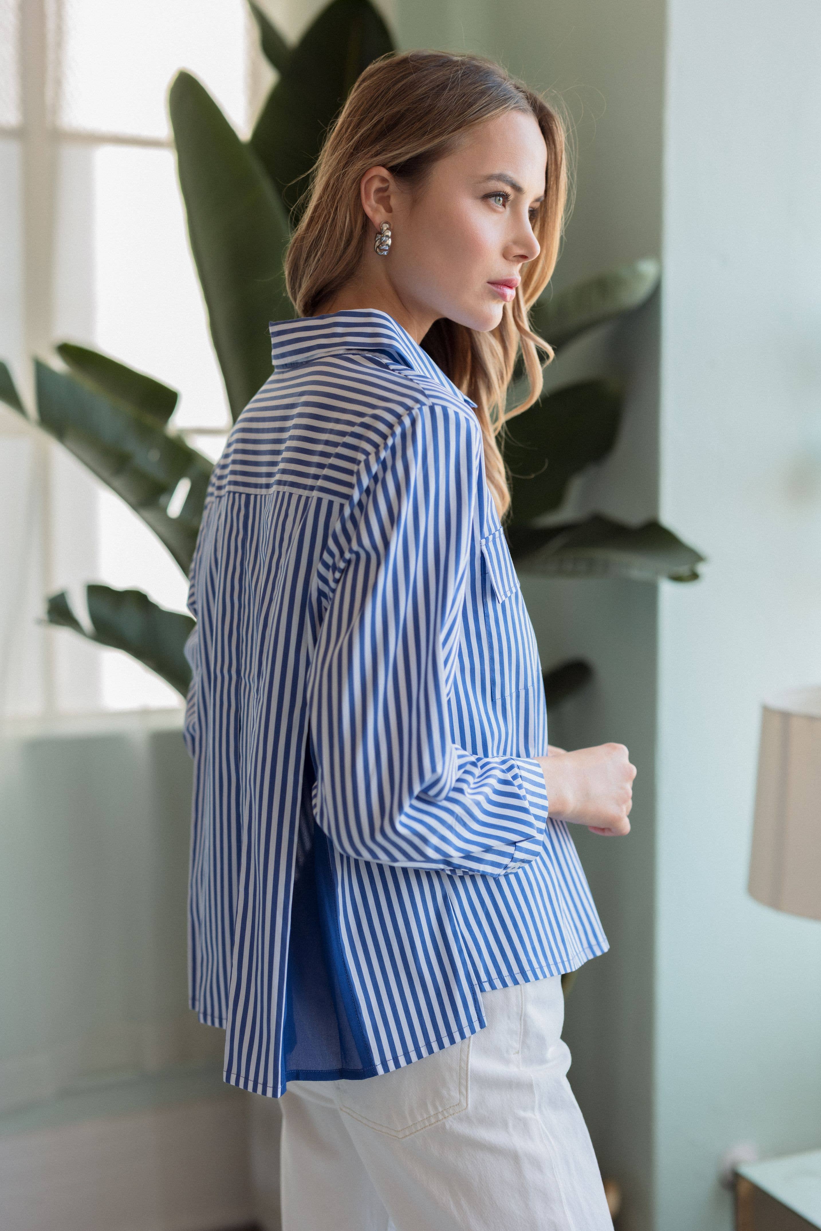 Joh Apparel - Wholesale Button Down Shirt - Women's - Jenn Shirt with Pleating Details0