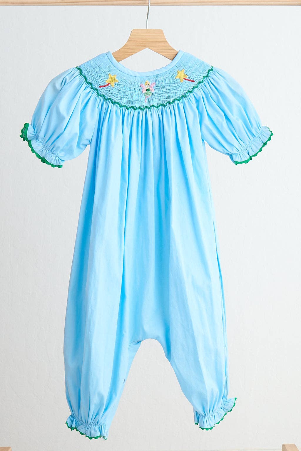 Aspen Rain Boutique - Wholesale Jumpsuit – Baby - Blue fairy hand smocked gingham girl romper