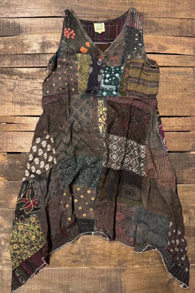 Jaded Gypsy - Wholesale Dress - Women's - Patchwork Sunrise Dress - Chocolate JG-2011