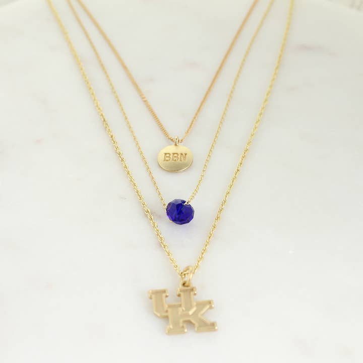 Seasons Jewelry - Wholesale Jewelry Set - 16" - 20" Kentucky Matte Gold Logo Trio Necklace Set | Three Separate Clasps | Wear Together or Separate!1