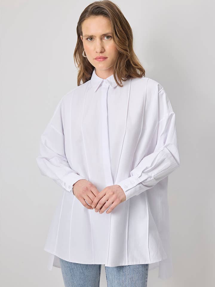 Structured Oversized White Shirt – Cotton Blend for wholesale by Touché Privé