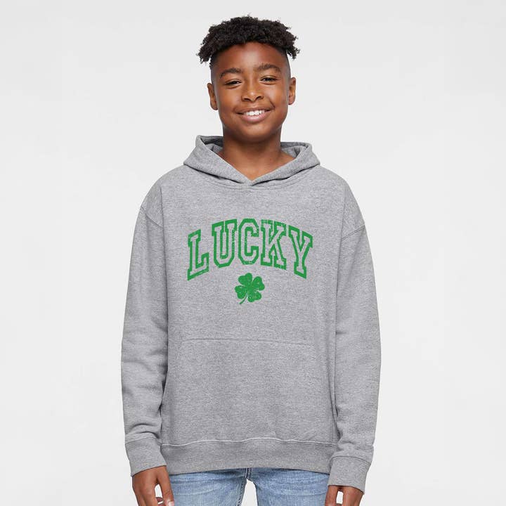 Lucky Clover Distressed | Youth Graphic Hoodie for wholesale by The Juniper Shop Wholesale