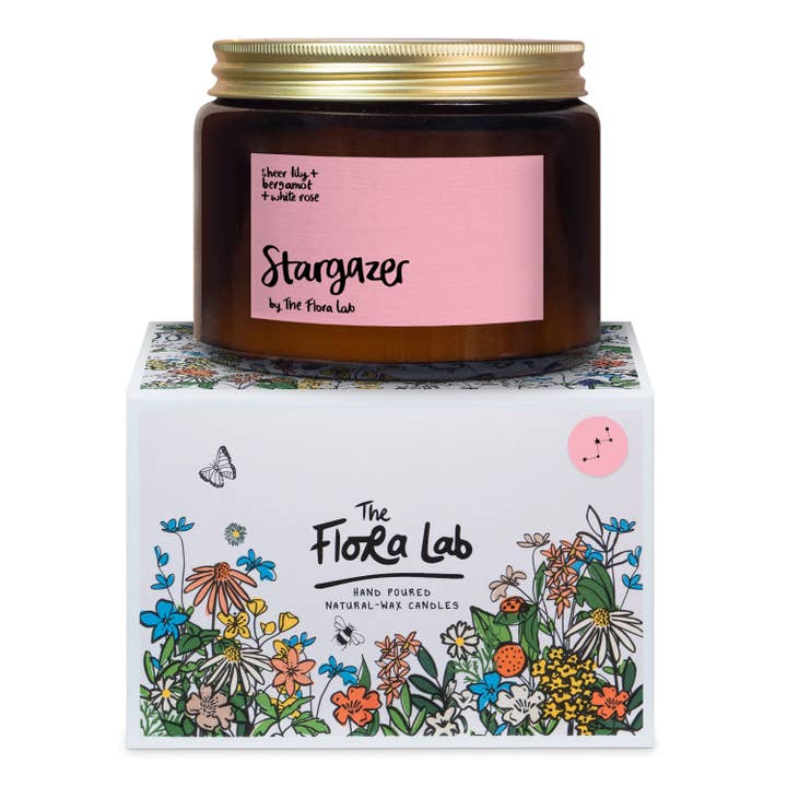 The Flora Lab | Hand Poured Natural-Wax Candles - Wholesale Jar/Filled Candle - Stargazer Pink Floral Candle | Mother's Day Candle GIft