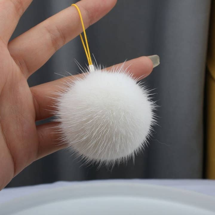 FurDecoration – wholesale Keychain – Women's – Mink Fur Fluffy Ball Keychain with 5CM String Bag4