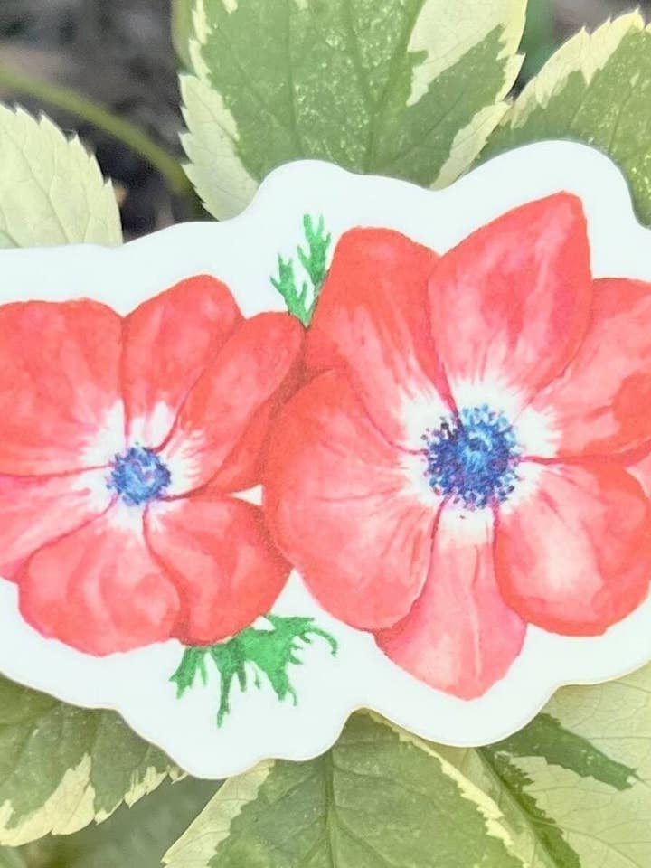 Poppy Flower Sticker for wholesale by Emilia Rose Artwork LLC