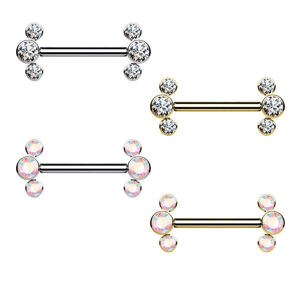 Awaken - Wholesale Single Earring - Push-in Crystal Nipple Nipple Barbell Piercing - PL-1040