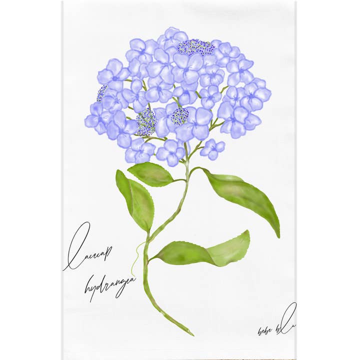 Hydrangea Flour Sack Tea Towel, Kitchen Decor, Cotton for wholesale by Bebe Blu Designs, LLC