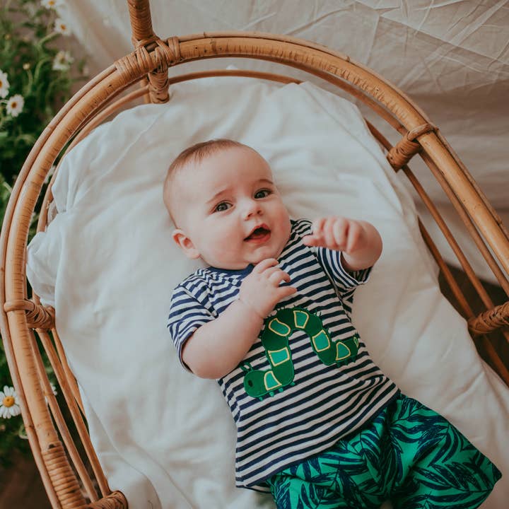 T-shirt en korte set met meerkleurige palmprint voor wholesale door Lilly and Sid