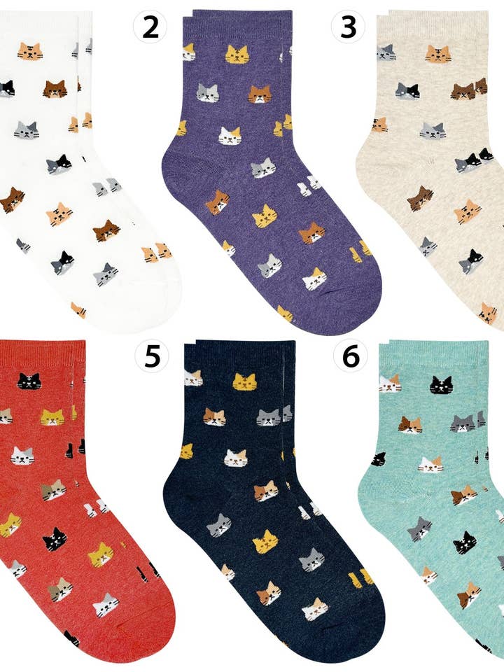 Damen-Socken mit Katzenmotiven, Größe US/CA 5-10 (220-260 mm) für den Großhandel von 7DAYSSOCKS