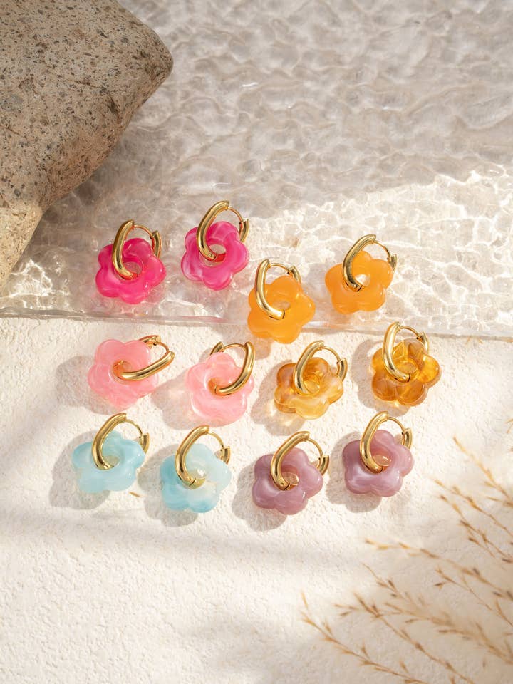 Rostfritt stål slingor Färgglada hartsblommor för wholesale av COSMOS