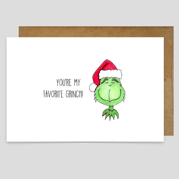 You're My Favorite Grinch - Greeting Card for wholesale by Kevin & Kaia