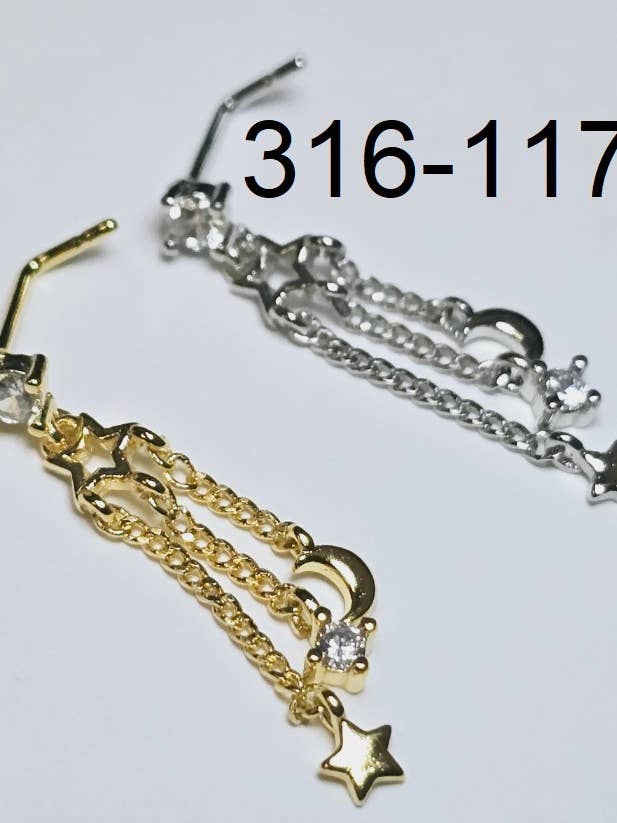 Bulk Silver Star L Type næsering med 3 linjer for engroshandel hos etreM