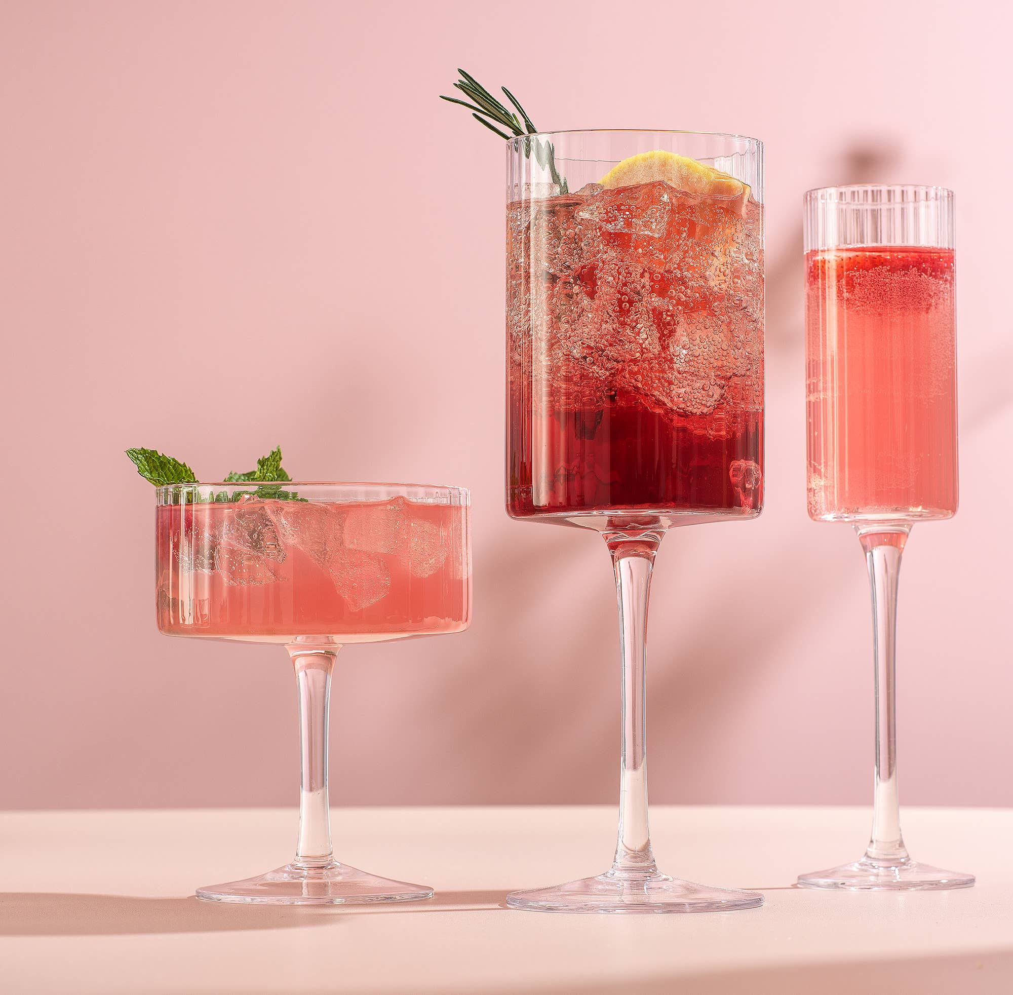 JoyJolt – Copo de vinho por atacado – Copo JoyJolt Elle Fluted Vinho Tinto - Conj. de 26