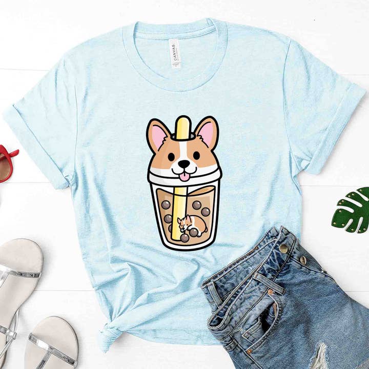 Boba Corgi Graphic Tee for wholesale by Superr Sunday