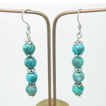 PAIR OF AFRICAN TURQUOISE CLIP OR PIERCED EAR EARRINGS F by Bm Créations for wholesale by F de Bm créations