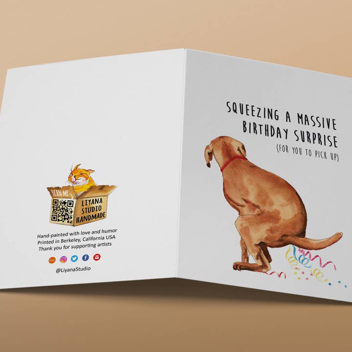 Liyana Studio – Großhandel Geburtstagskarten – Frech Hund Überraschungsgeschenk - Lustige Geburtstagskarte