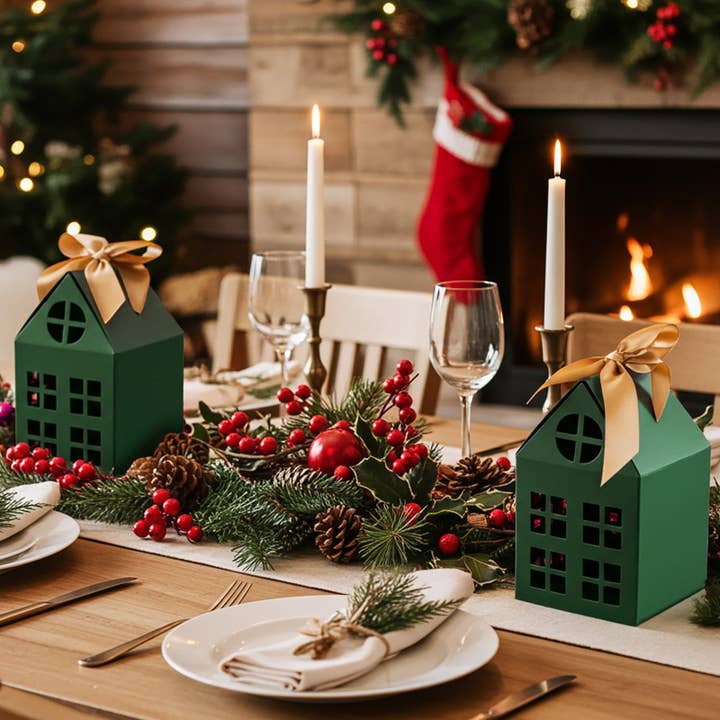 Wrapables.com - Wholesale Gift Box - Wrapables Christmas House Shaped Gift Boxes, Green6