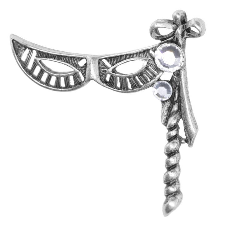 1928 Jewelry - Wholesale Brooch - 1928 Jewelry Pewter Mysterious Masquerade Mask Pin