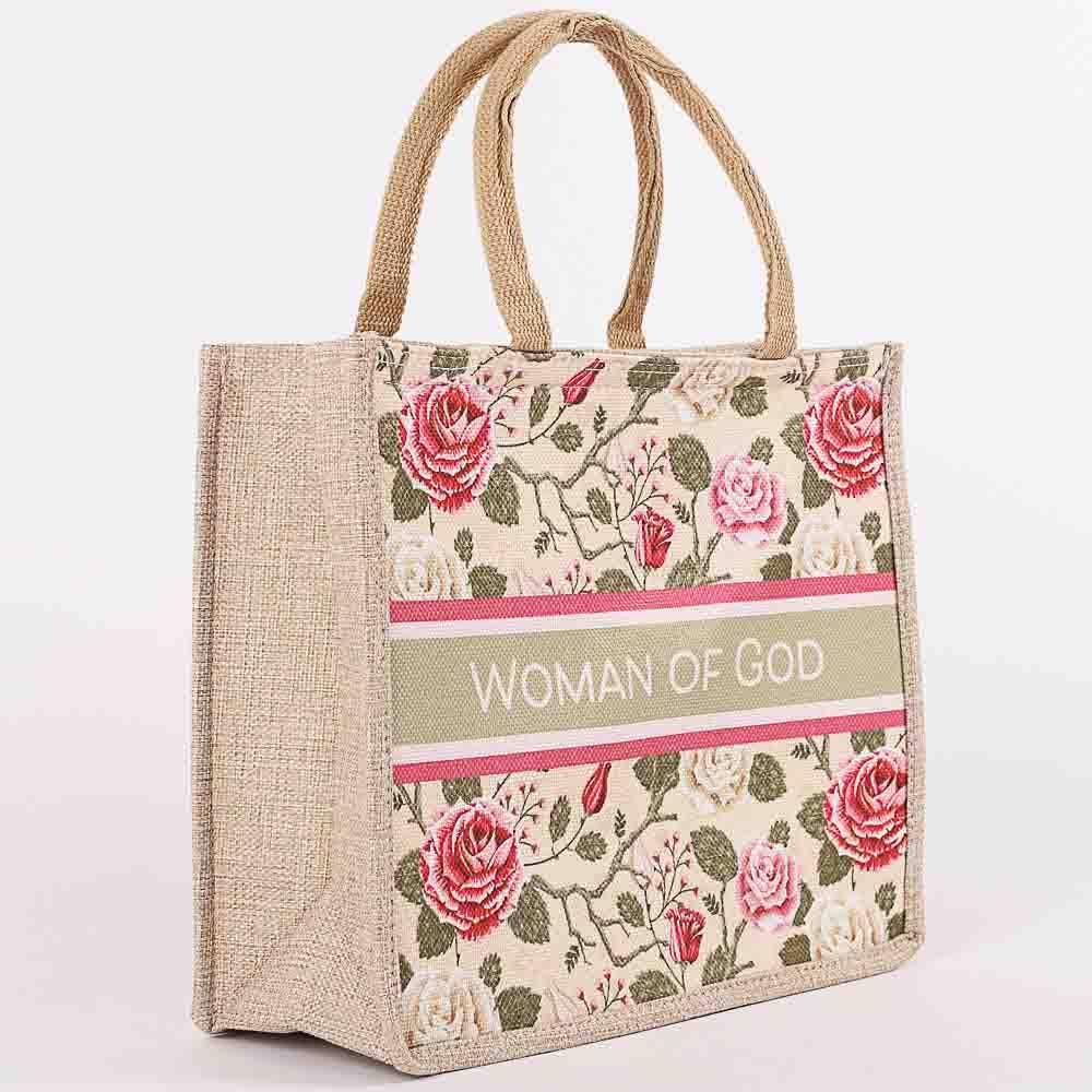 Swanson Christian Products - Wholesale Tote Bag - Women's - Tote Canvas Woman Of God Floral3