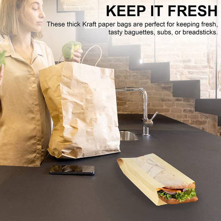 MT Products - Wholesale Food Storage Wrap/Bag - MT Products Brown Paper Bread Bags with Window
