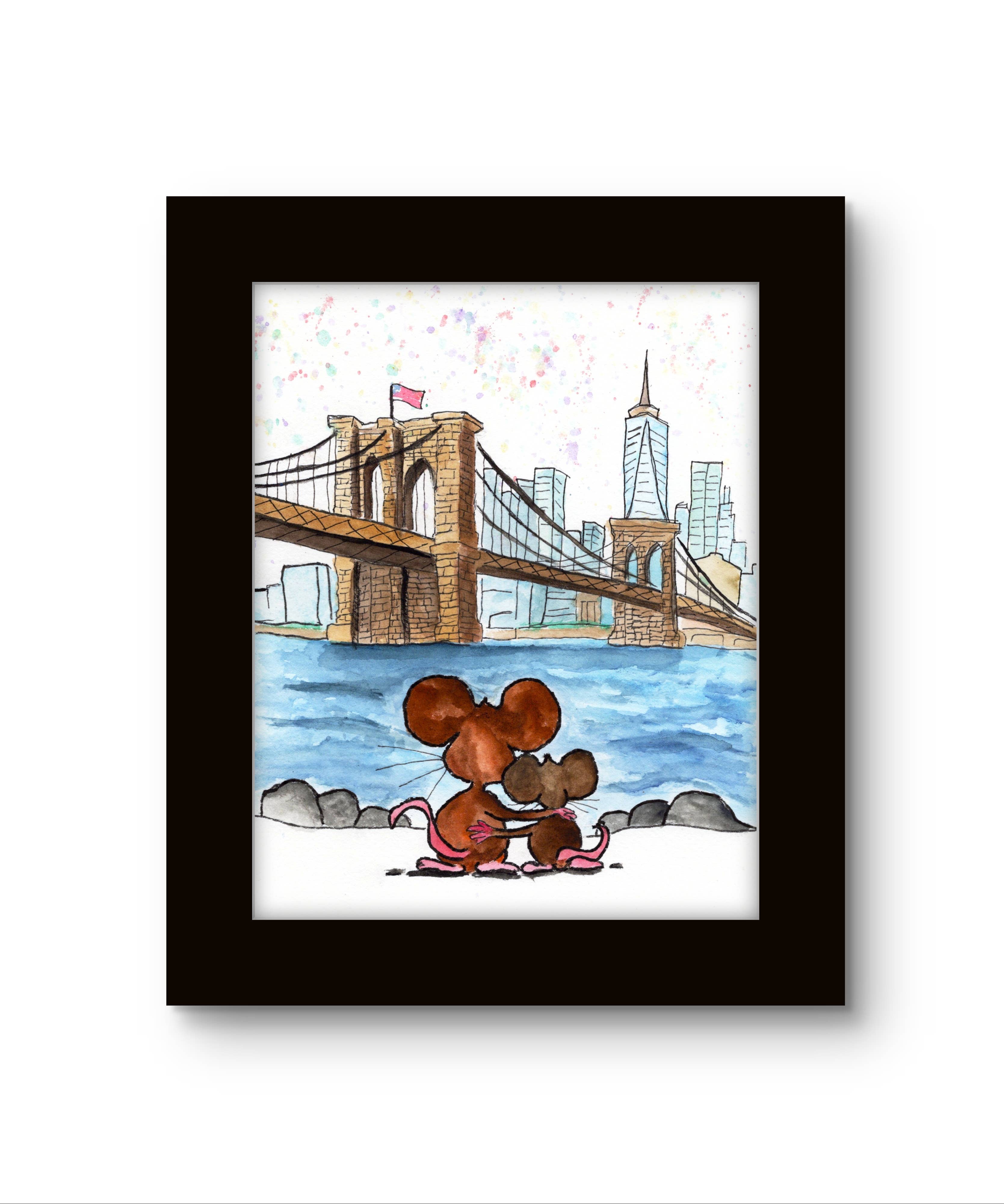 Johnnerdraws - Wholesale Art Print - "Brooklyn-Cheddar Together in Dumbo"-ART Print-HAND PAINTED 5