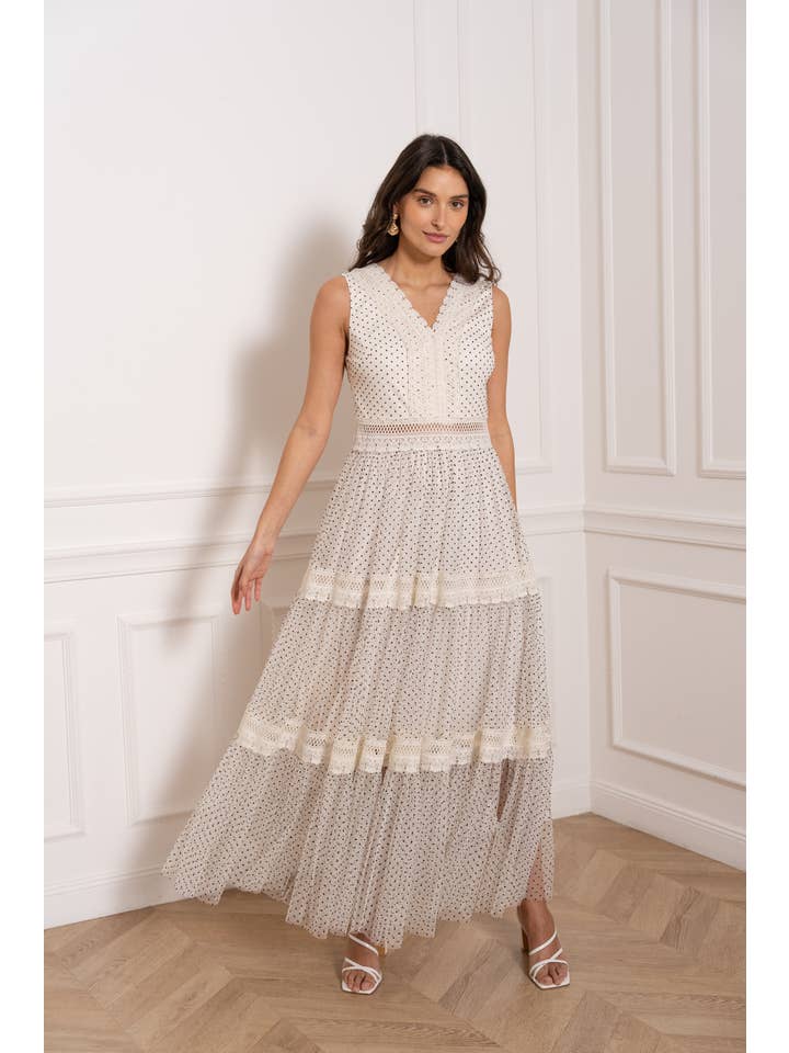 CHOKLATE PARIS - Wholesale Dress - Women's - Nikky Long Dress in Plumetis Tulle - 80936 (S-M-L)
