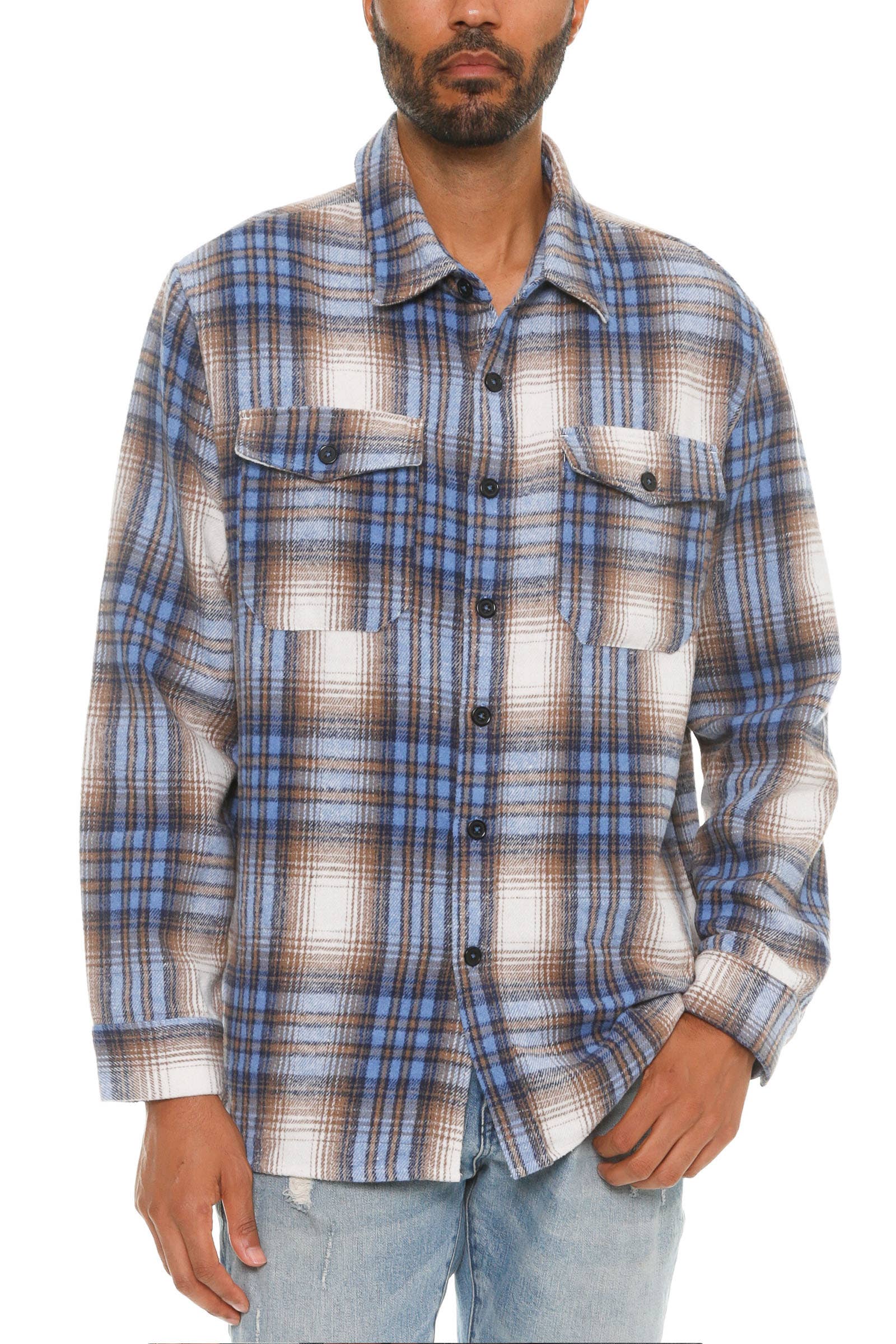 WEIV - Wholesale Shirt Jacket/Shacket - Men's - Mens Checkered Soft Flannel Shacket0