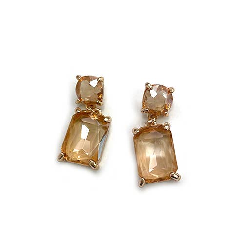 StarryNYC - Wholesale Dangle Earrings - Double Square Linked Crystal Glass Dangle Earrings16