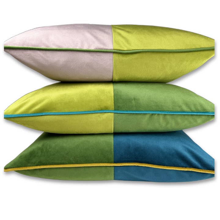 Andrews Lima and Wasabi Green Velvet Throw Pillow for wholesale on Faire