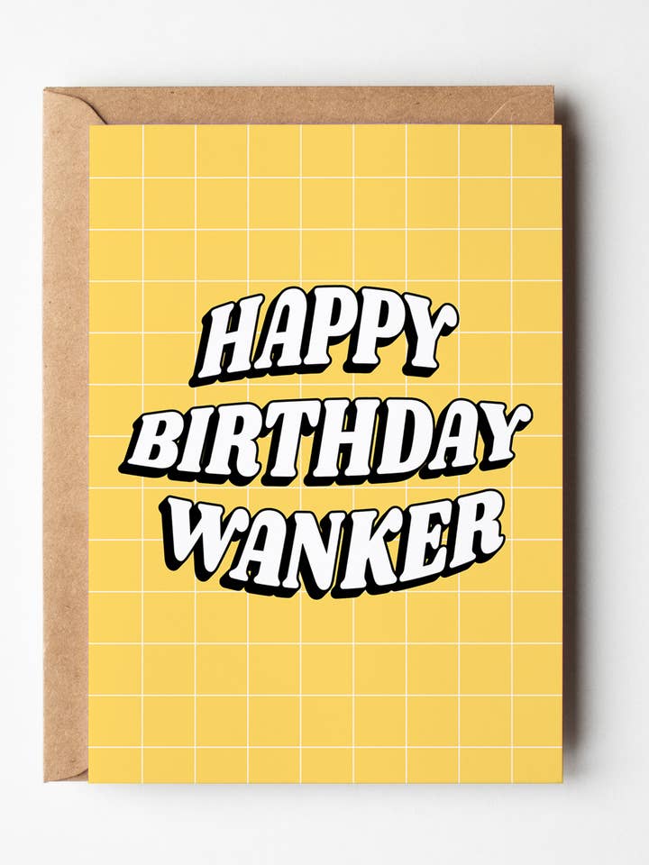Happy Birthday Wanker Greeting Card, Rude Funny Gift for wholesale by Yeah Noted