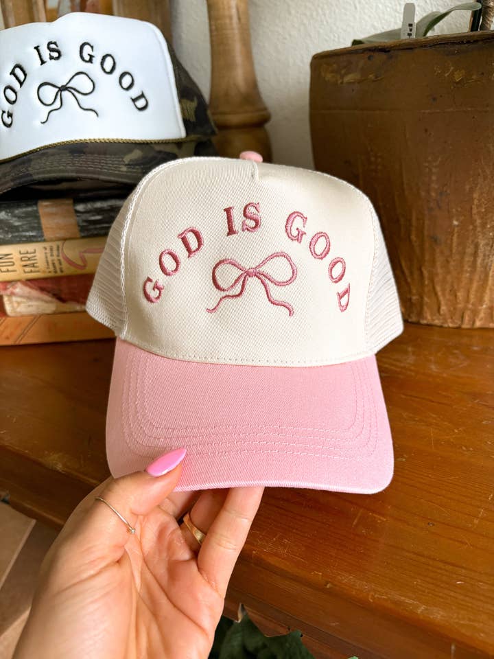 God is Good in Pink Trucker for wholesale by MVP Screenprinting & Embroidery