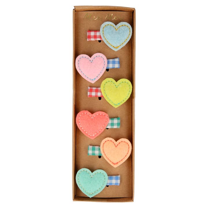 Felt Heart Hair Clips for wholesale by Meri Meri