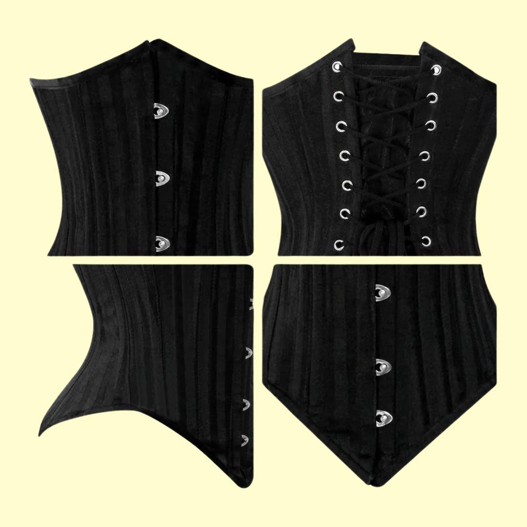 Attire Fashion Club - Wholesale Corset - Women's - Underbust Black Brocade Corset for Women - Waist Training3