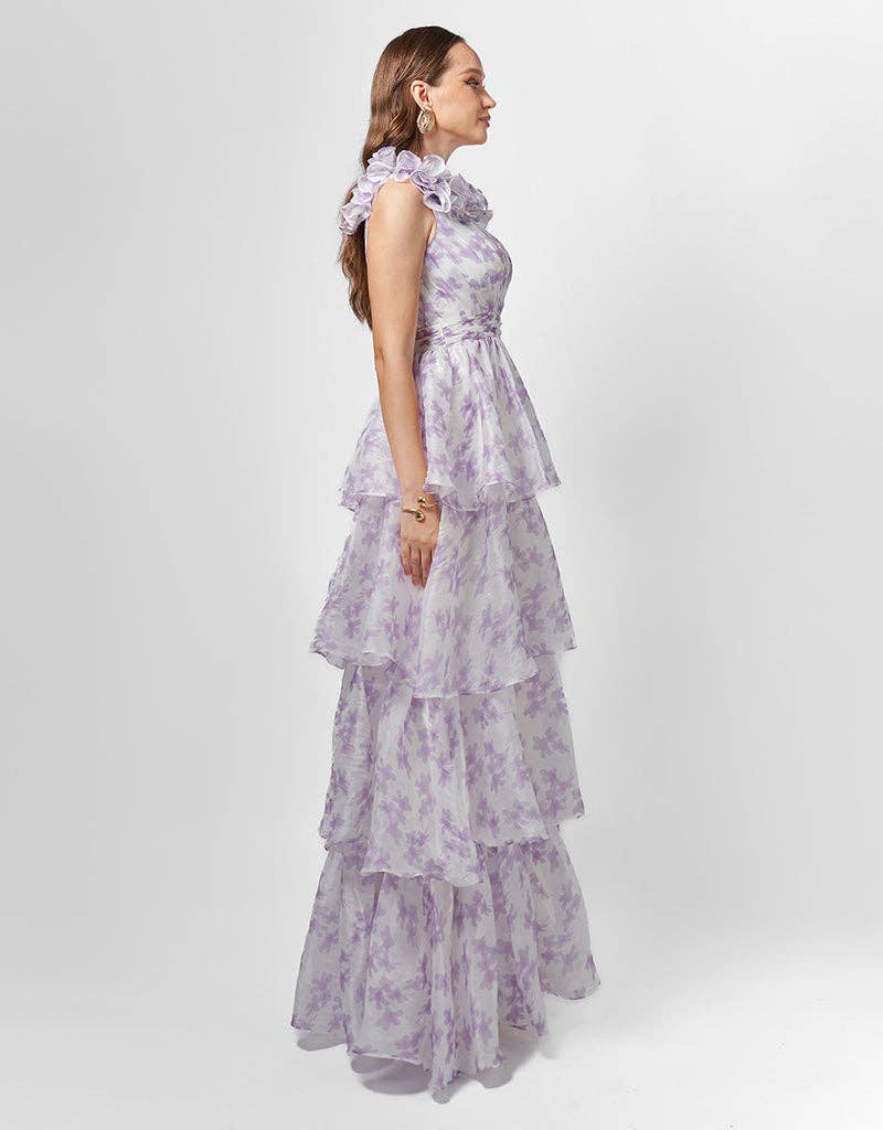 VIOLETA TIERED PRINT GOWN B76D44L for wholesale on Faire4