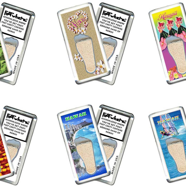 Imán de recuerdo FootWhere® de Hawái. 72 piezas/6 estilos surtidos. para venta al por mayor de FootWhere- USA Group, Inc.