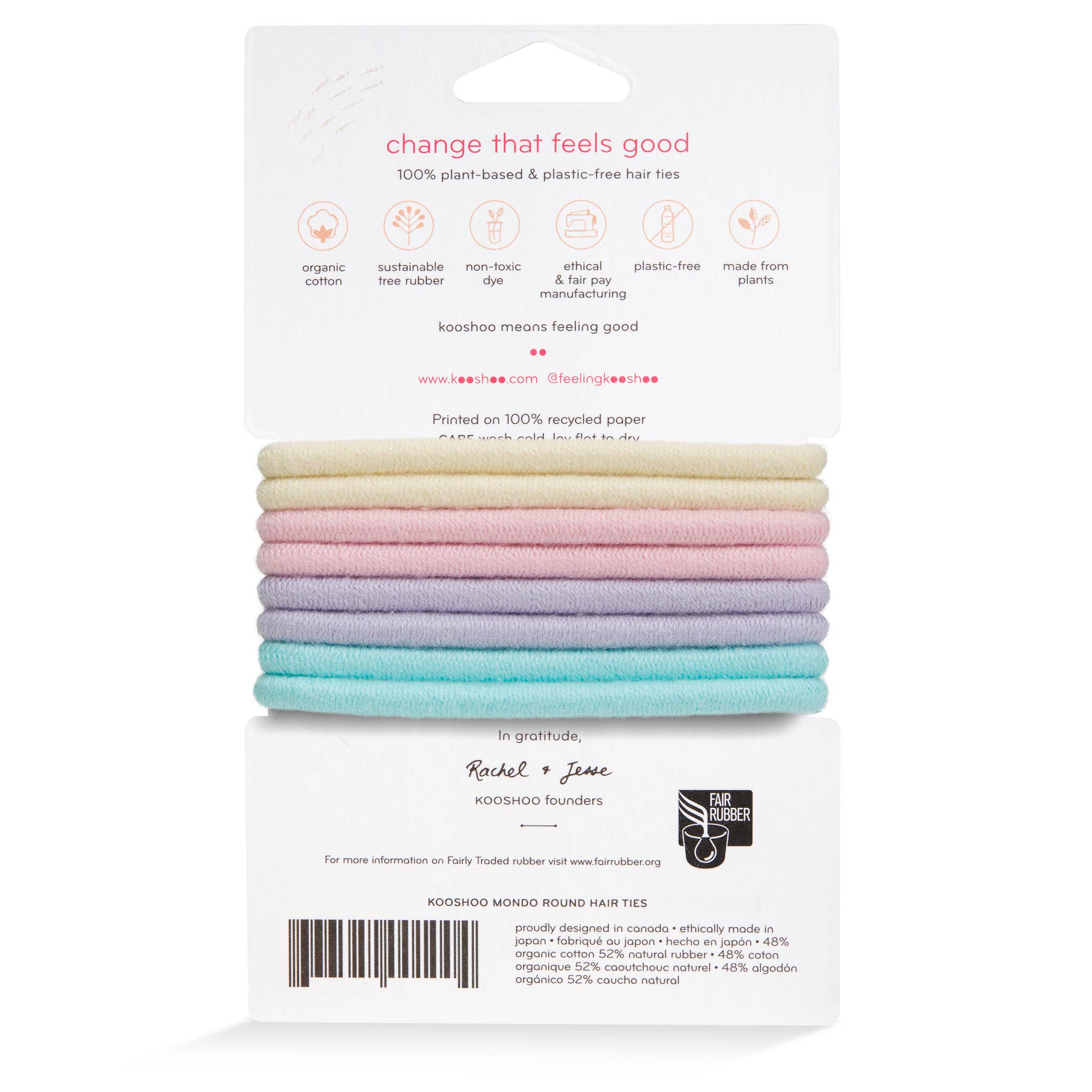 KOOSHOO - Wholesale Hair Tie - Plastic-free Round Hair Ties - Mondo 8-pack - Pastel Blooms7