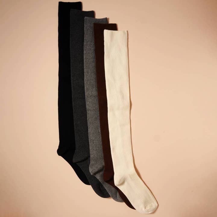 Frem – wholesale Strumpor - Dam – Grundläggande ribbade strumpor över knäna