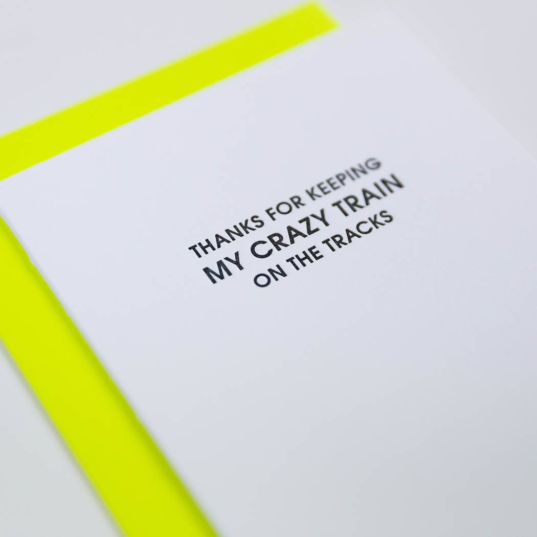 Chez Gagné – wholesale Tackkort – Galet tåg på spåren - Tack - Boktryckkort2