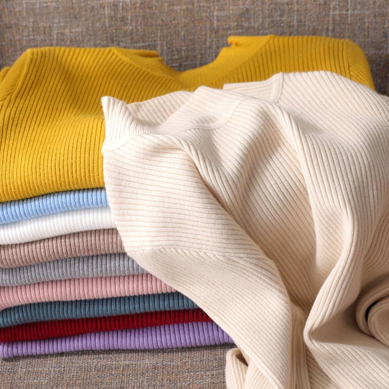 Hope & Sunshine - Wholesale Gebreide top - Dames - Solide Slim Fit Mock Neck Gebreide Top21