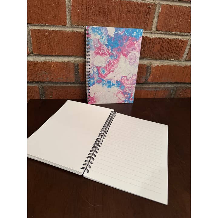 AbstractbyRabrams - Wholesale Notebook - Trans Pride Blue Pink Soft Touch Wire-O Journal - 5.5"x8"