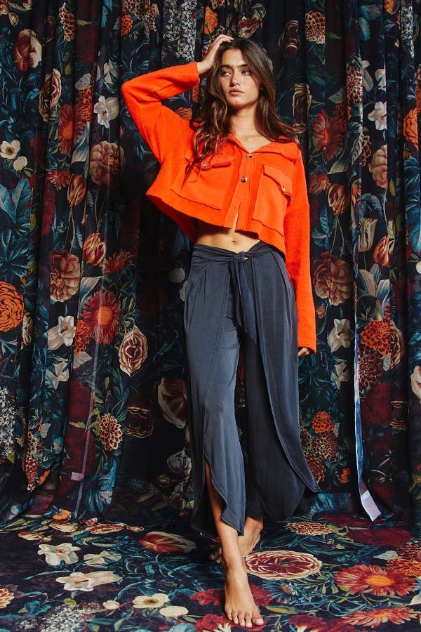 LAVENDER T1602 OUTLET SALE Cropped Shirt Jacket Shacket for wholesale on Faire14