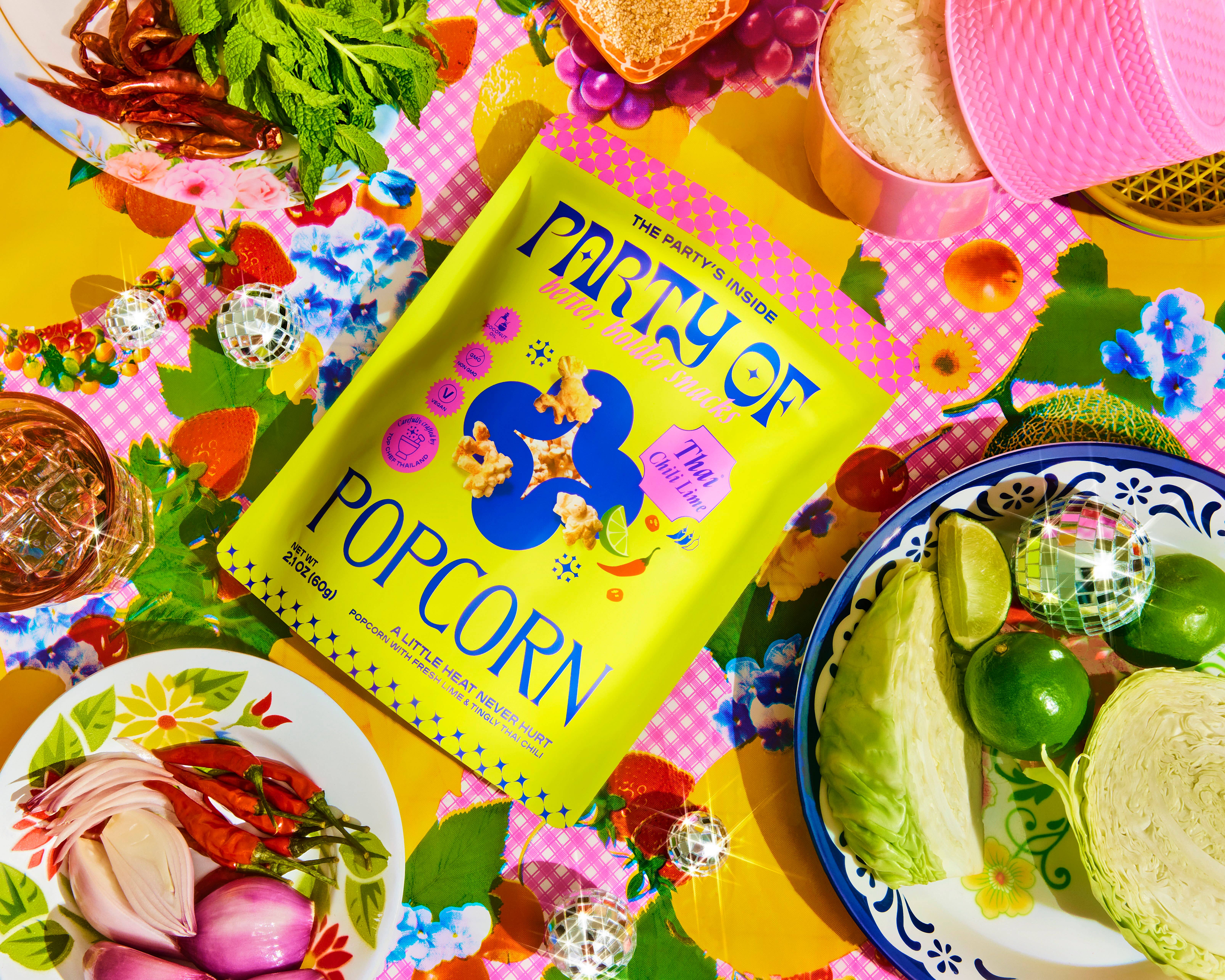 Party Of - Vente Encas soufflé - Popcorn Thaï Chili Citron Vert - Format snack (17 g)2