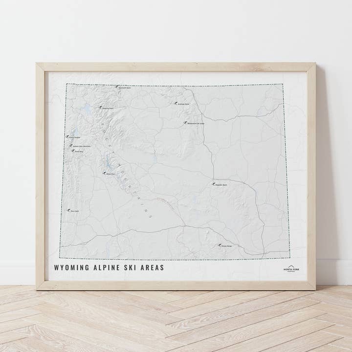 Wyoming Alpine Ski Areas Map for wholesale by North Fork Mapping