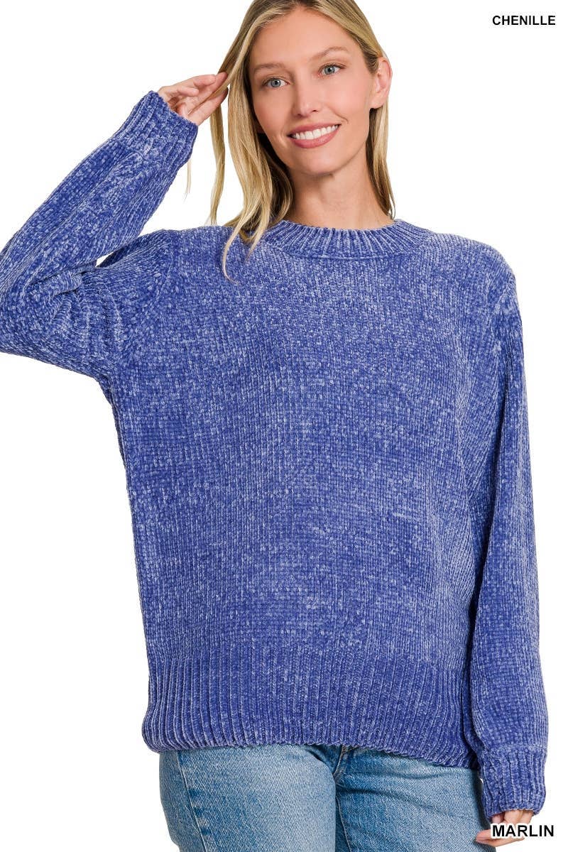 Vanilla Monkey - Wholesale Knit Sweater - Women's - Round Neck Balloon Sleeve Chenille Sweater2