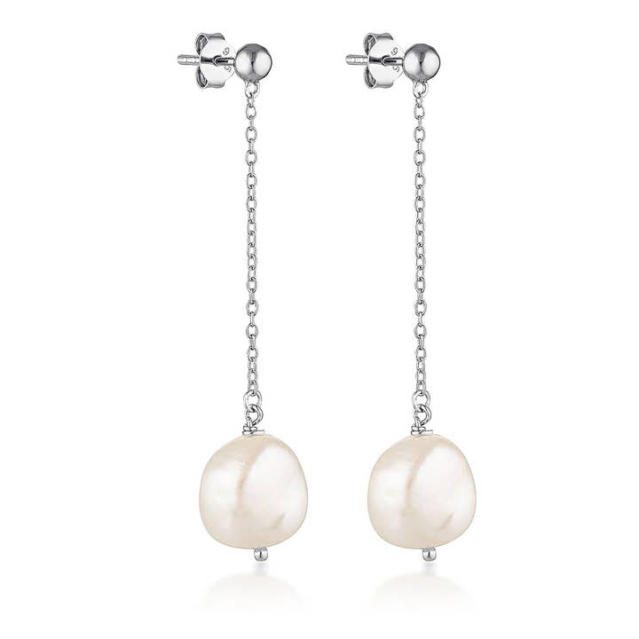 IRIS PEARL DROP EARRINGS | SILVER for wholesale by EL&RO Jewellery